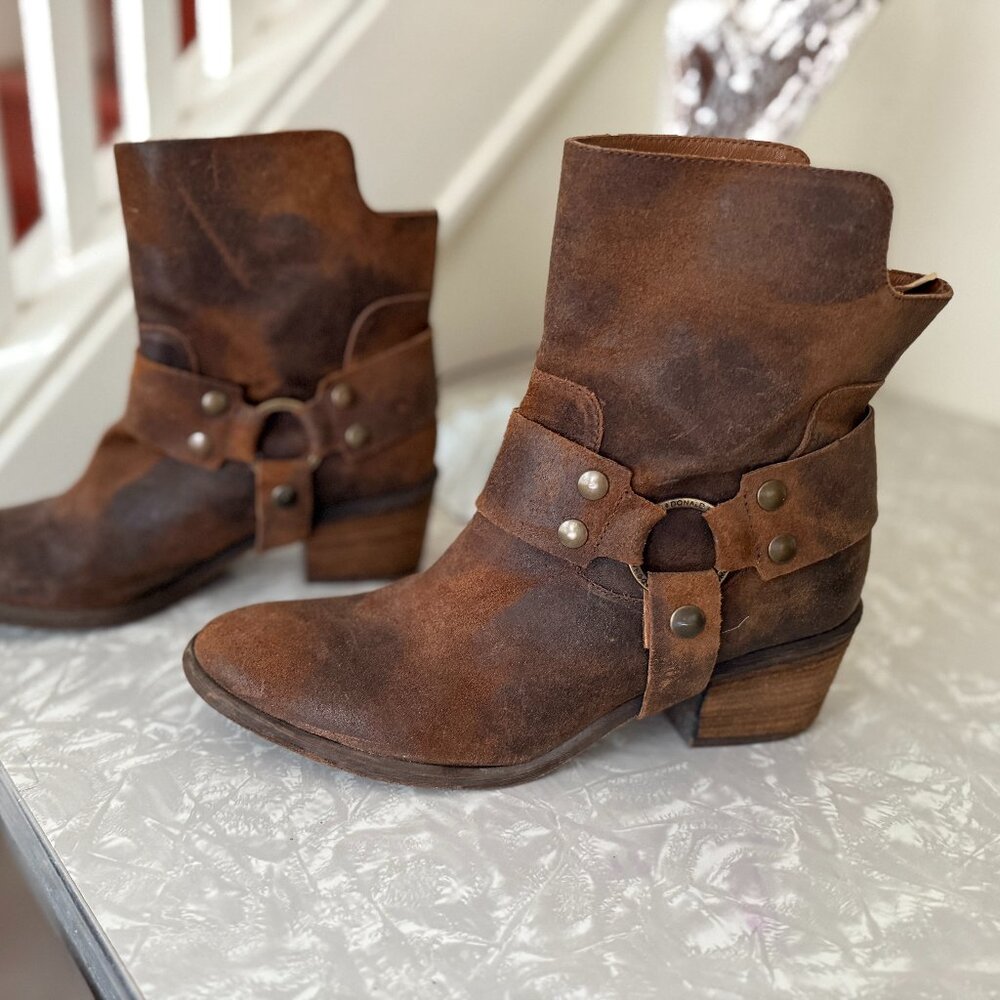 donald j pliner italy made us 8 suede brown cowboy comfy boho boot